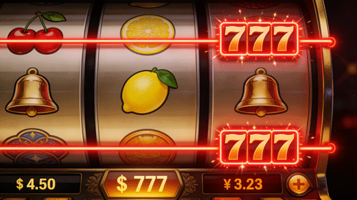 Example of paylines highlighted across slot reels